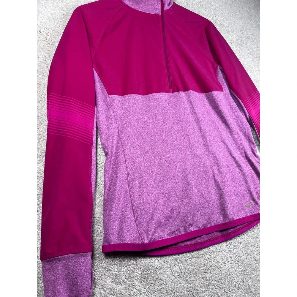 Nike Dri-FIT Running Half Zip‎ Pullover Top Pink Women's M Retro Neck Cold
